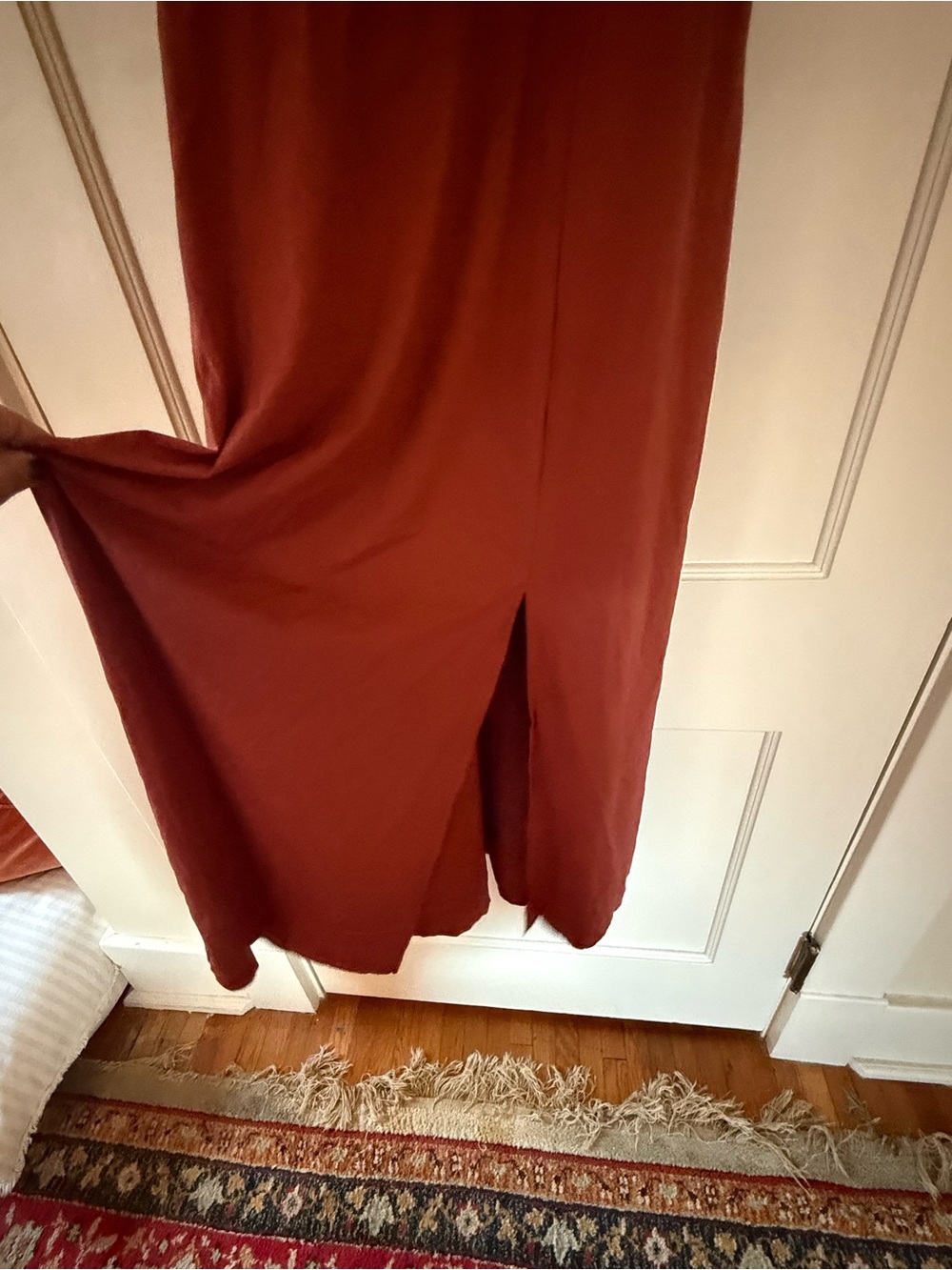 HALARA Women's Maxi Dress in Wine Red with Slit - Picture 4 of 6